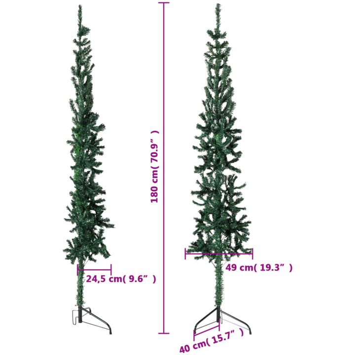 Smal halv plastgran med stativ grön 180 cm vidaXL 180 x 49 cm – bild 8