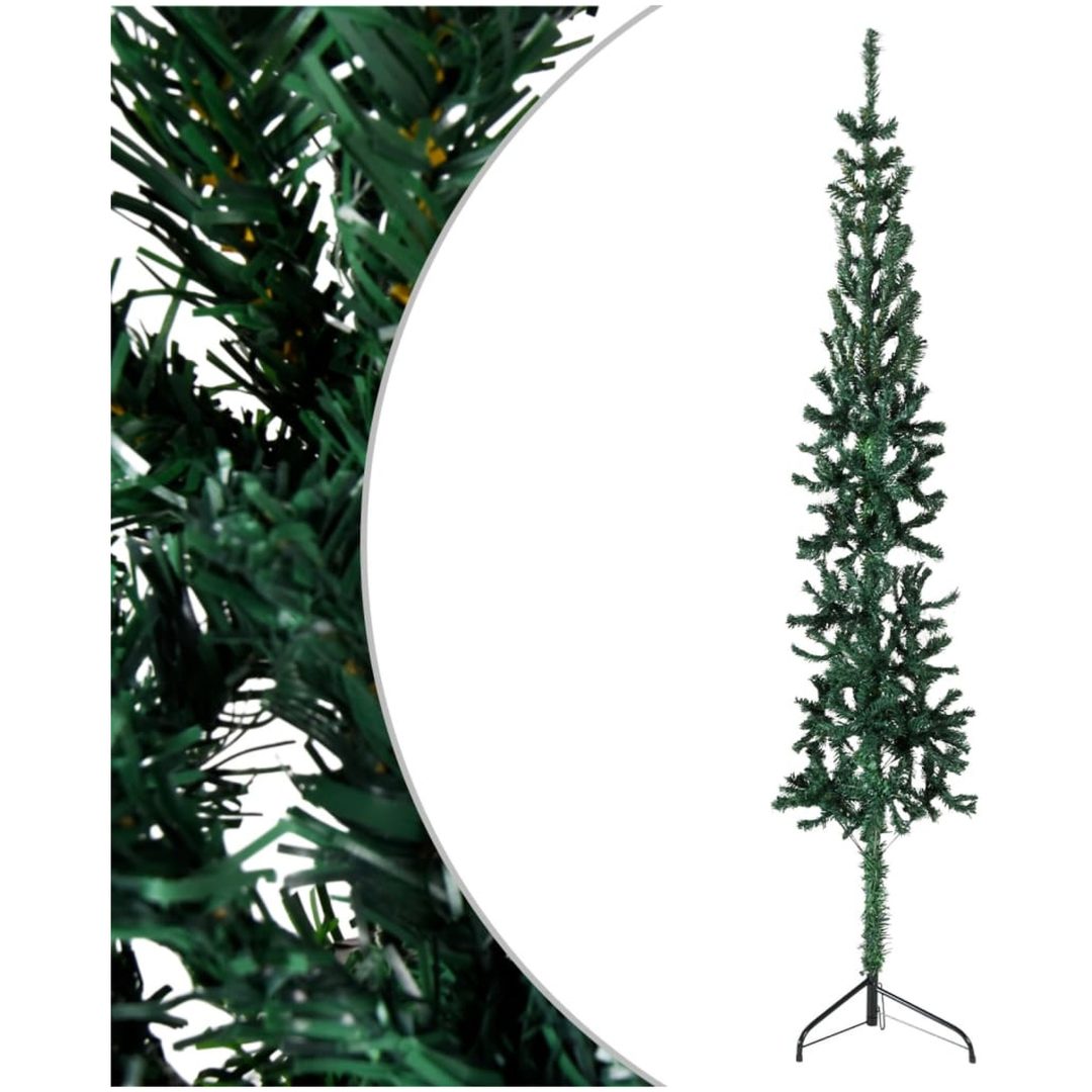 Smal halv plastgran med stativ grön 180 cm vidaXL 180 x 49 cm