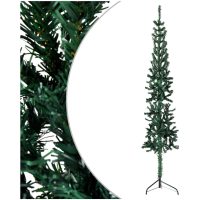 Smal halv plastgran med stativ grön 180 cm vidaXL
