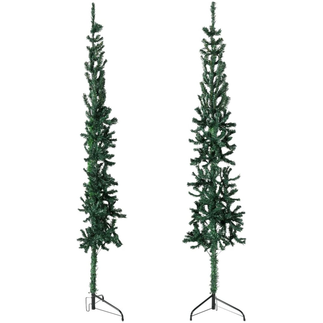 Smal halv plastgran med stativ grön 210 cm vidaXL 210 x 55 cm – bild 3