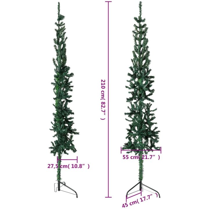 Smal halv plastgran med stativ grön 210 cm vidaXL 210 x 55 cm – bild 7