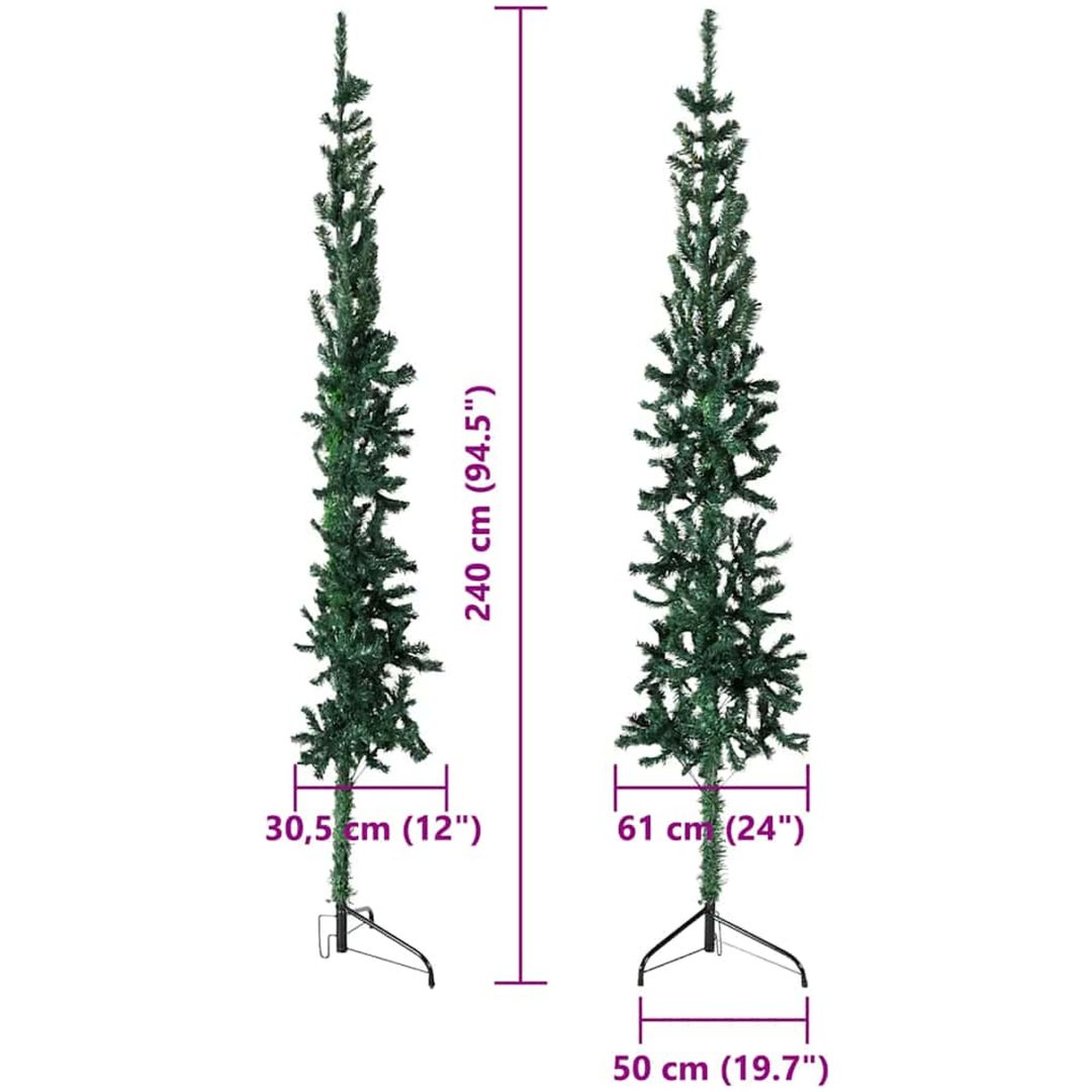 Smal halv plastgran med stativ grön 240 cm vidaXL 240 x 61 cm – bild 9