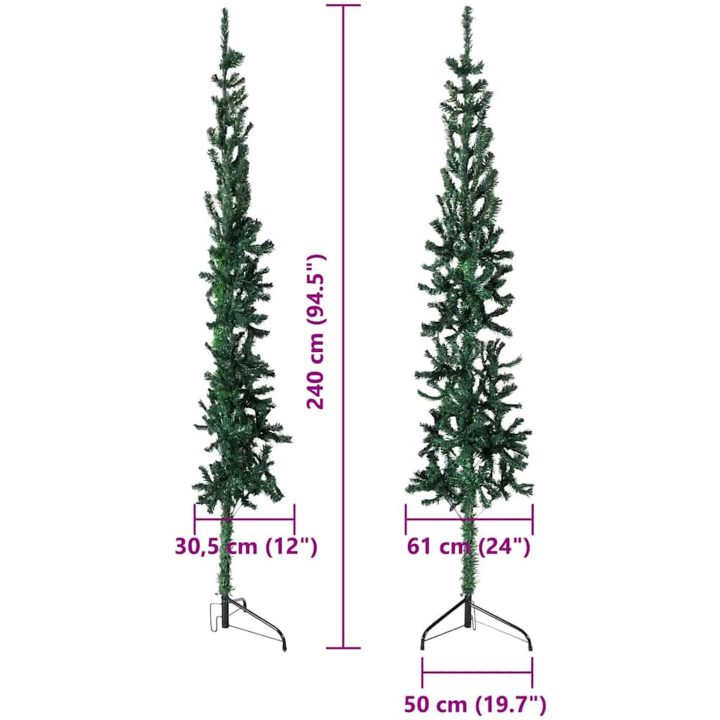 Smal halv plastgran med stativ grön 240 cm vidaXL 240 x 61 cm – bild 9