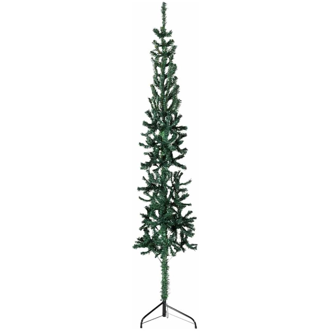 Smal halv plastgran med stativ grön 240 cm vidaXL 240 x 61 cm