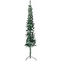 Smal halv plastgran med stativ grön 240 cm vidaXL