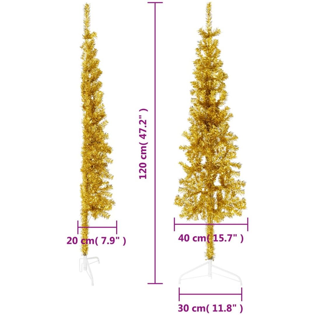 Smal halv plastgran med stativ guld 120 cm vidaXL 120 x 40 cm – bild 8