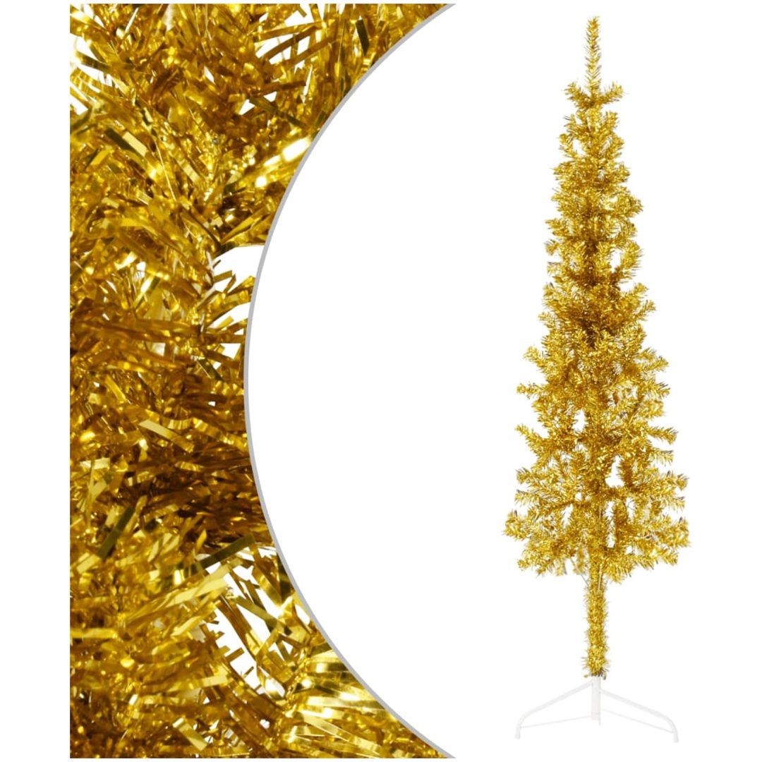 Smal halv plastgran med stativ guld 120 cm vidaXL 120 x 40 cm