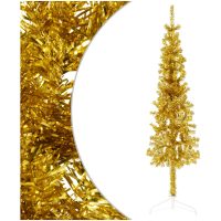 Smal halv plastgran med stativ guld 120 cm vidaXL