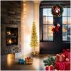 Smal halv plastgran med stativ guld 150 cm vidaXL 150 x 45 cm – miniatyr 2