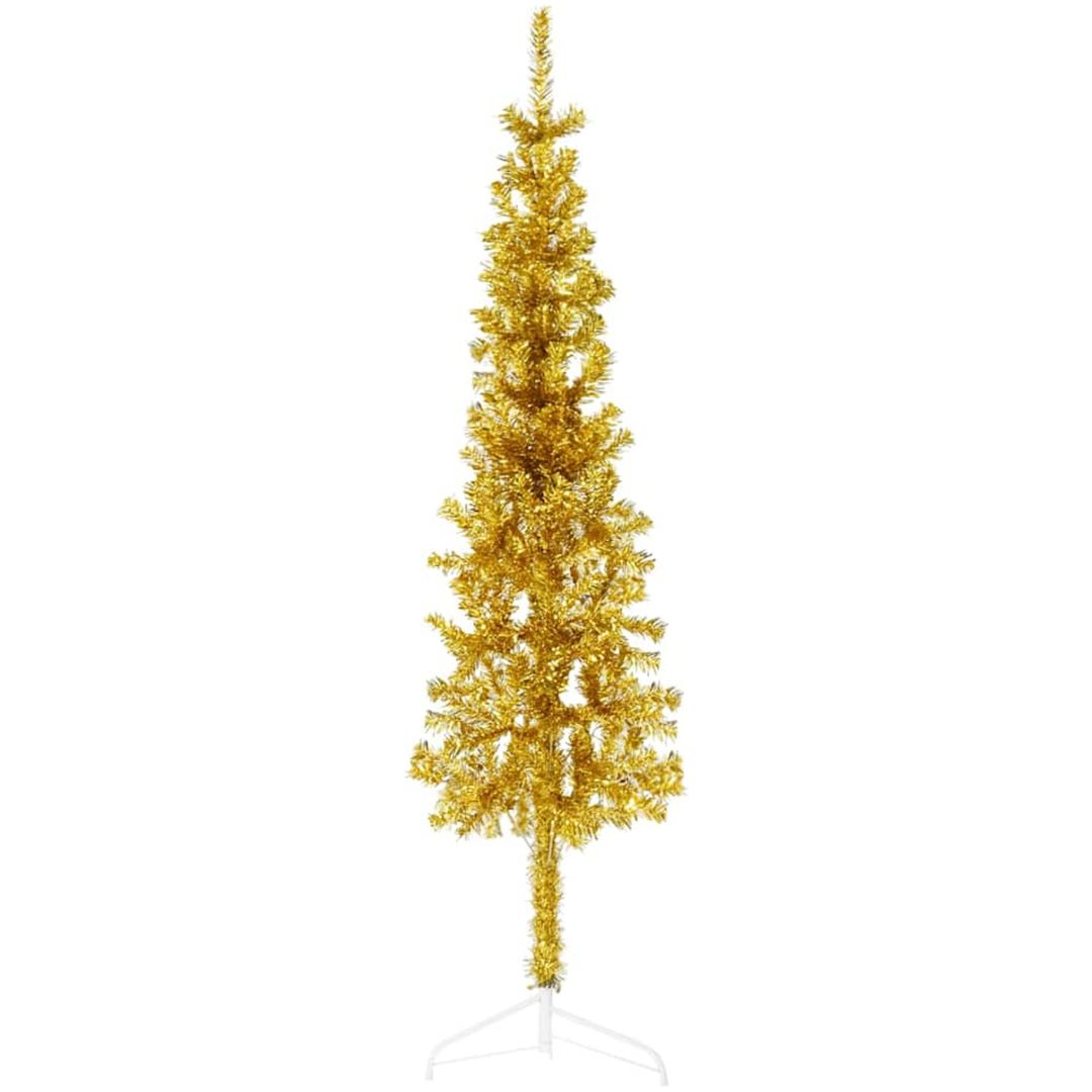 Smal halv plastgran med stativ guld 150 cm vidaXL 150 x 45 cm
