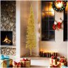 Smal halv plastgran med stativ guld 180 cm vidaXL 180 x 49 cm – miniatyr 2