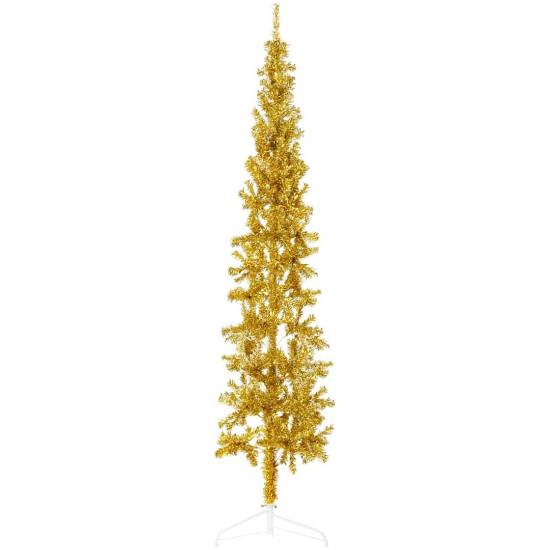 Smal halv plastgran med stativ guld 180 cm vidaXL 180 x 49 cm