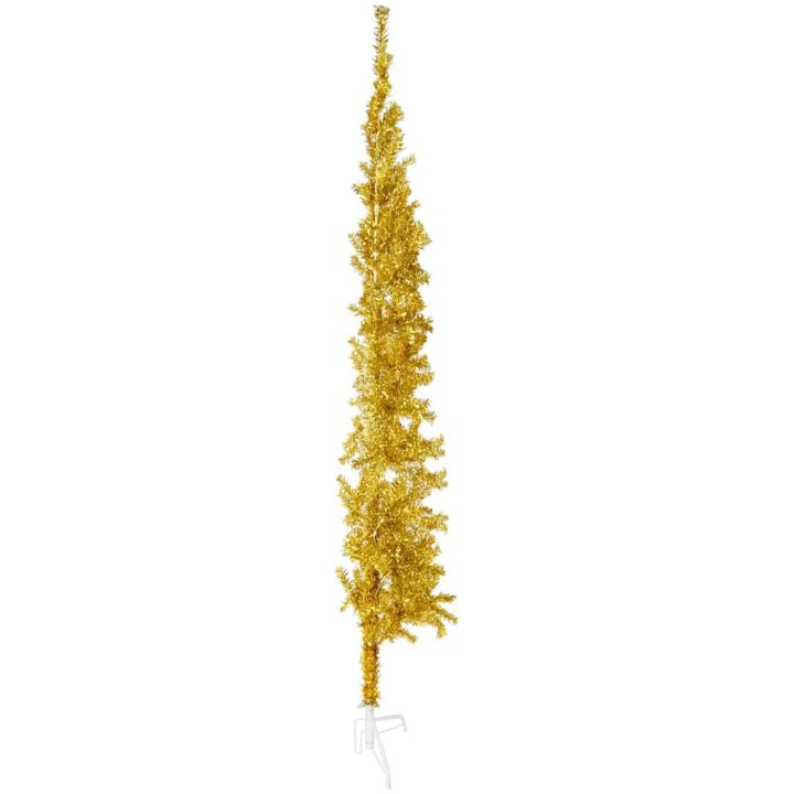 Smal halv plastgran med stativ guld 210 cm vidaXL 210 x 56 cm – bild 3