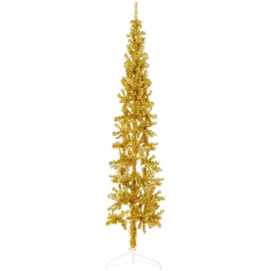 Smal halv plastgran med stativ guld 210 cm vidaXL 210 x 56 cm