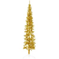 Smal halv plastgran med stativ guld 210 cm vidaXL