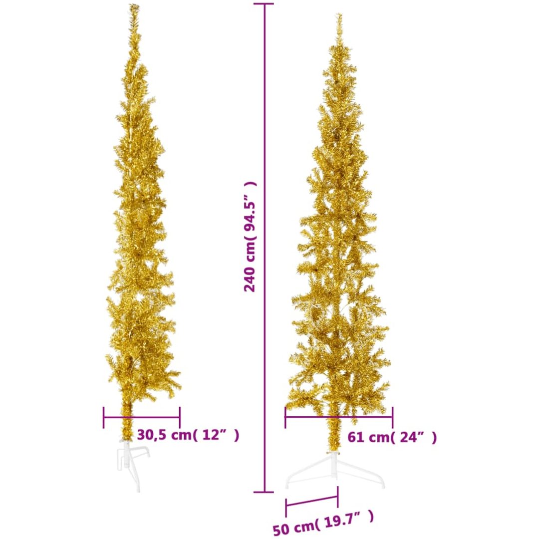 Smal halv plastgran med stativ guld 240 cm vidaXL 240 x 61 cm – bild 9