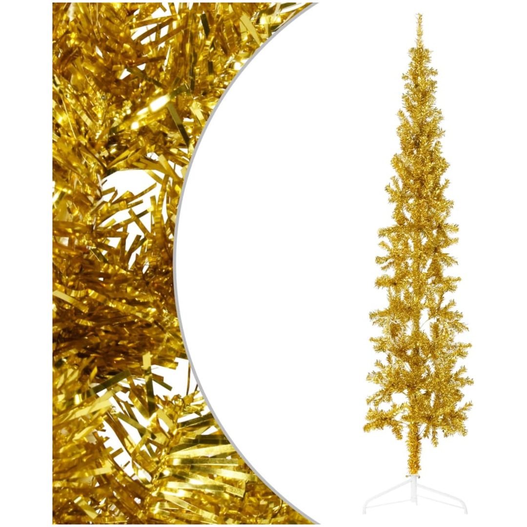 Smal halv plastgran med stativ guld 240 cm vidaXL 240 x 61 cm