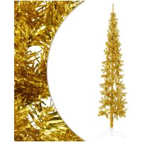 Smal halv plastgran med stativ guld 240 cm vidaXL