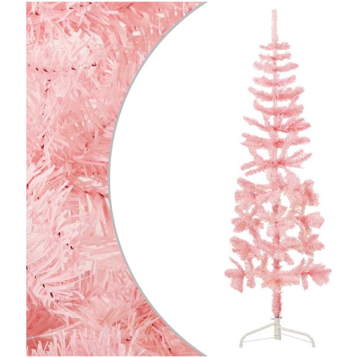 Smal halv plastgran med stativ rosa 120 cm vidaXL 120 x 40 cm – bild 3