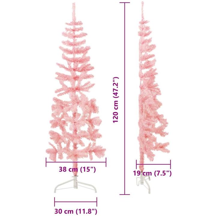 Smal halv plastgran med stativ rosa 120 cm vidaXL 120 x 40 cm – bild 10