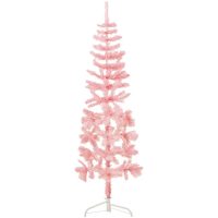 Smal halv plastgran med stativ rosa 120 cm vidaXL