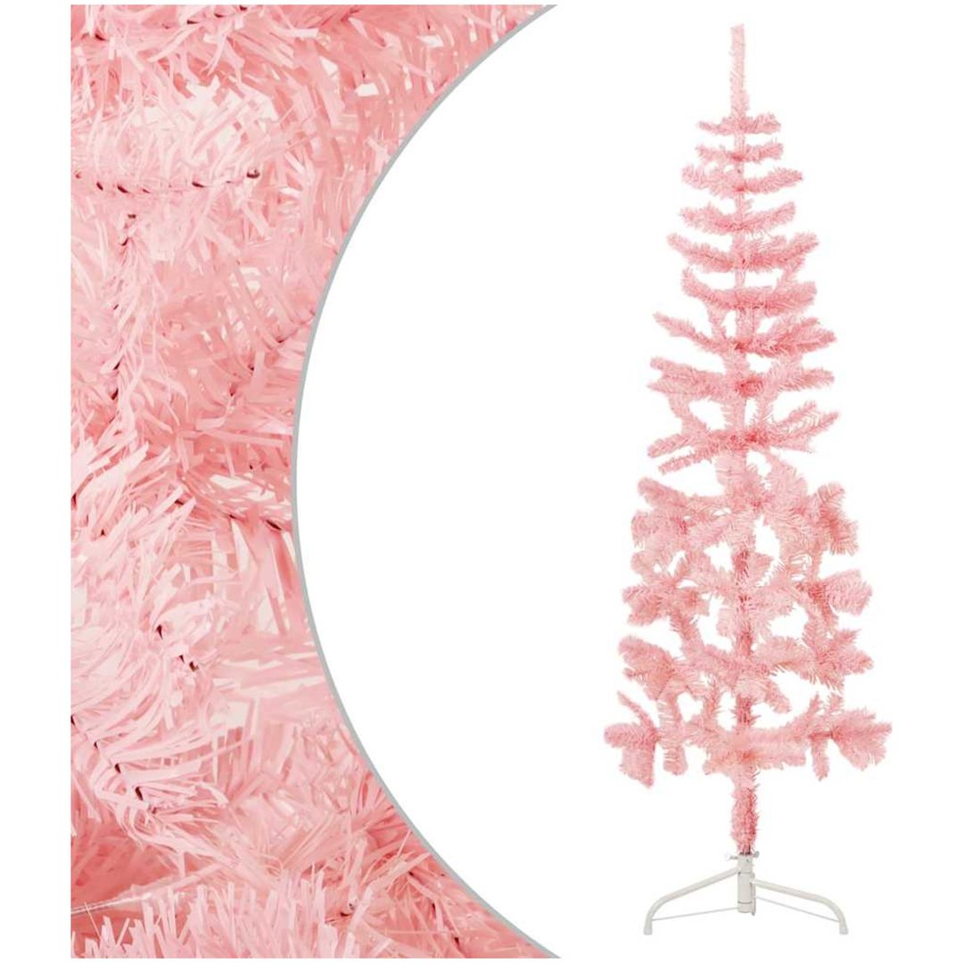 Smal halv plastgran med stativ rosa 150 cm vidaXL 150 x 45 cm – bild 3