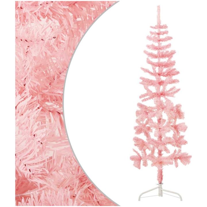 Smal halv plastgran med stativ rosa 150 cm vidaXL 150 x 45 cm – bild 3