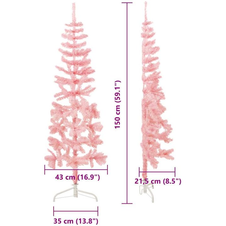 Smal halv plastgran med stativ rosa 150 cm vidaXL 150 x 45 cm – bild 9