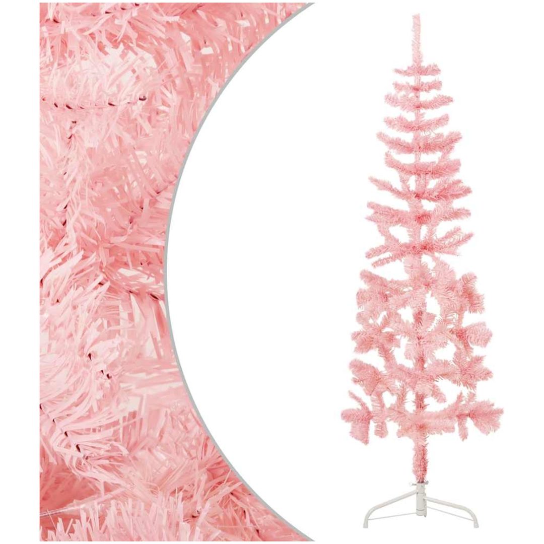 Smal halv plastgran med stativ rosa 180 cm vidaXL 180 x 49 cm – bild 3