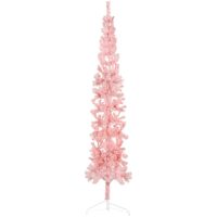 Smal halv plastgran med stativ rosa 210 cm vidaXL