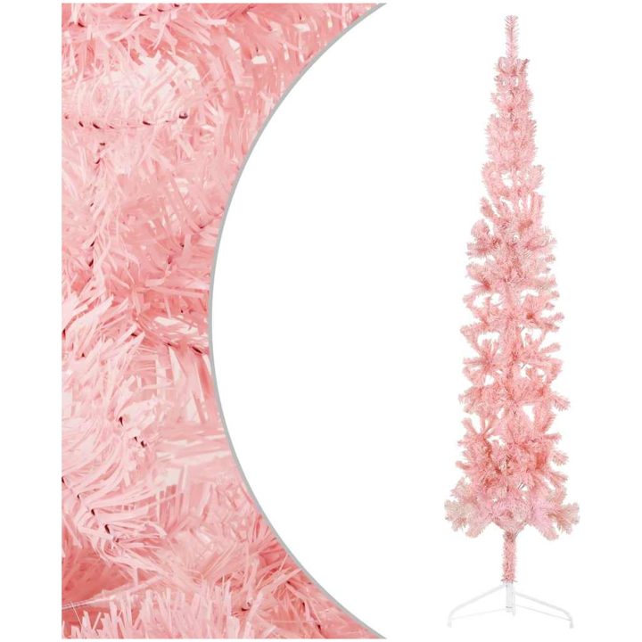 Smal halv plastgran med stativ rosa 240 cm vidaXL 240 x 61 cm – bild 3