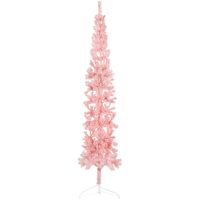 Smal halv plastgran med stativ rosa 240 cm vidaXL