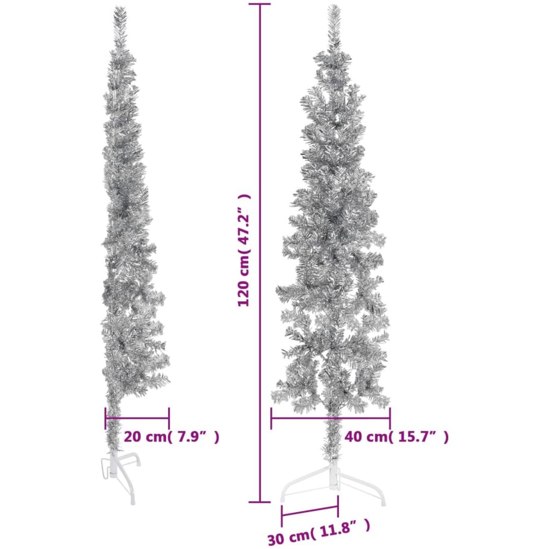 Smal halv plastgran med stativ silver 120 cm vidaXL 120 x 40 cm – bild 9