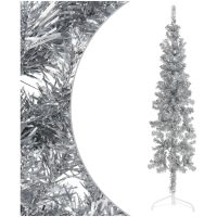 Smal halv plastgran med stativ silver 120 cm vidaXL