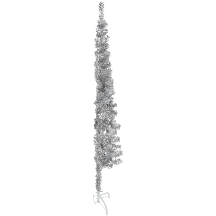 Smal halv plastgran med stativ silver 150 cm vidaXL 150 x 45 cm – bild 2