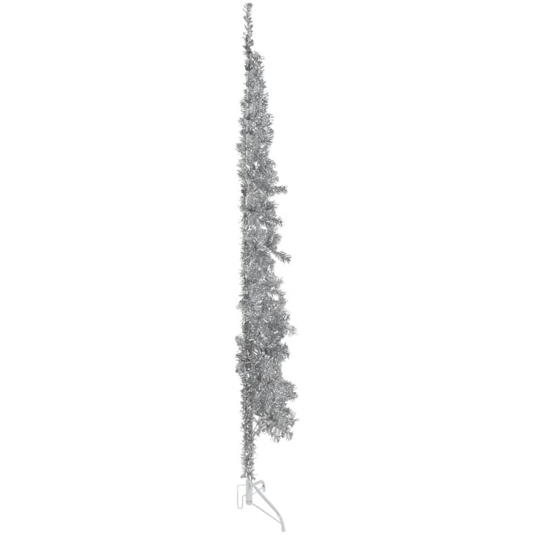 Smal halv plastgran med stativ silver 210 cm vidaXL 210 x 56 cm – bild 2