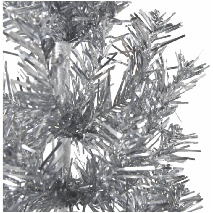 Smal halv plastgran med stativ silver 210 cm vidaXL 210 x 56 cm – bild 5