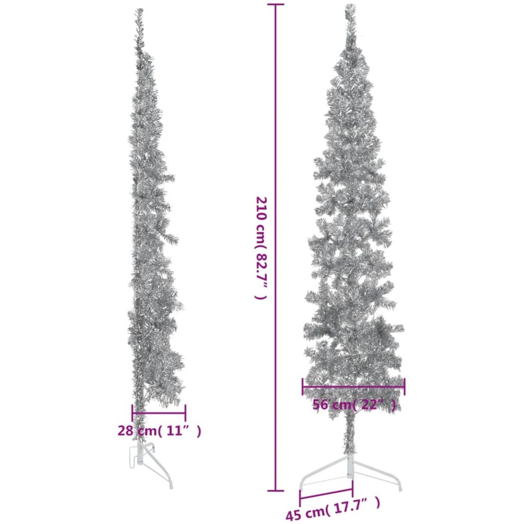 Smal halv plastgran med stativ silver 210 cm vidaXL 210 x 56 cm – bild 8