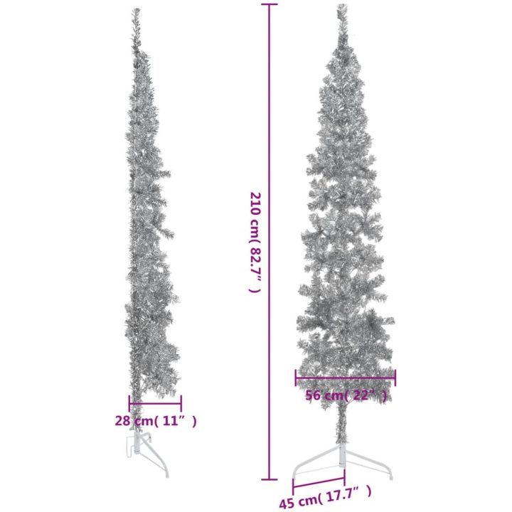 Smal halv plastgran med stativ silver 210 cm vidaXL 210 x 56 cm – bild 8