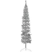 Smal halv plastgran med stativ silver 210 cm vidaXL