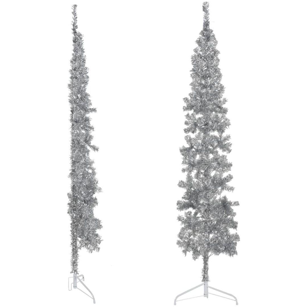 Smal halv plastgran med stativ silver 240 cm vidaXL 240 x 61 cm – bild 2