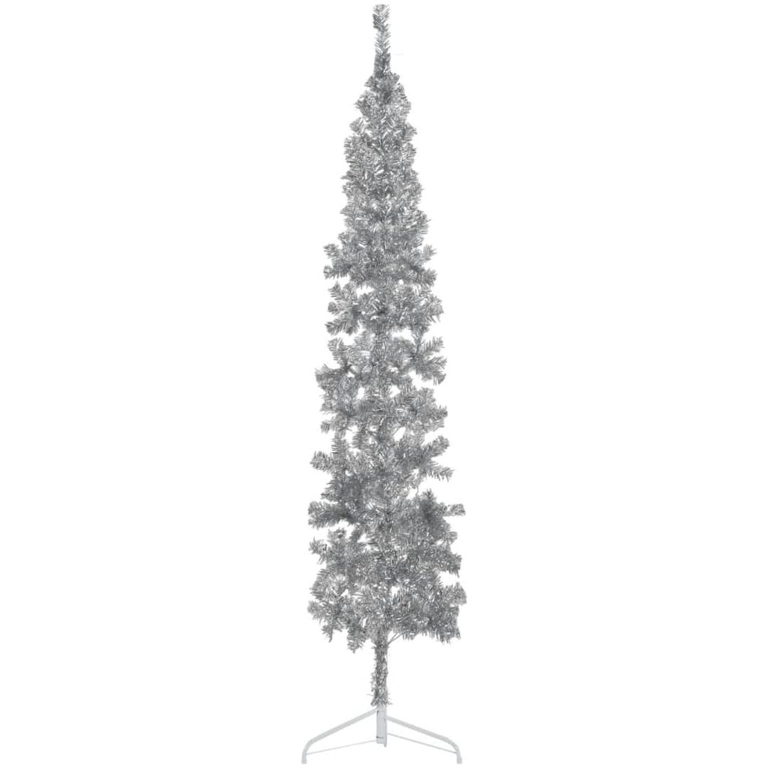 Smal halv plastgran med stativ silver 240 cm vidaXL 240 x 61 cm – bild 3