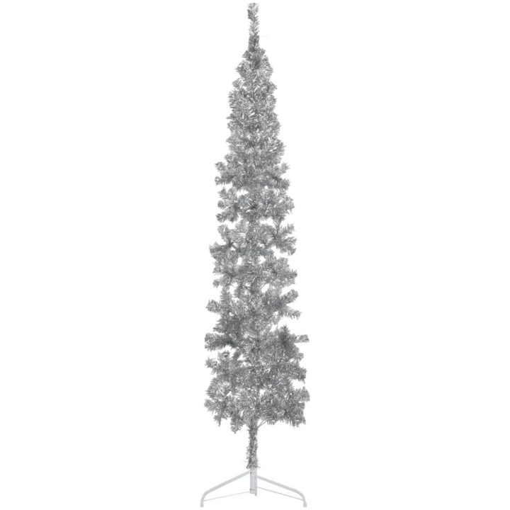 Smal halv plastgran med stativ silver 240 cm vidaXL 240 x 61 cm – bild 3