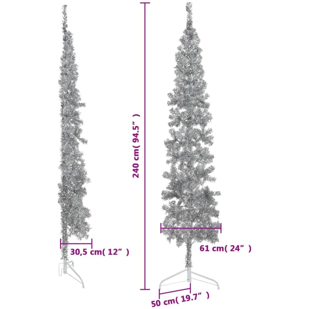 Smal halv plastgran med stativ silver 240 cm vidaXL 240 x 61 cm – bild 9