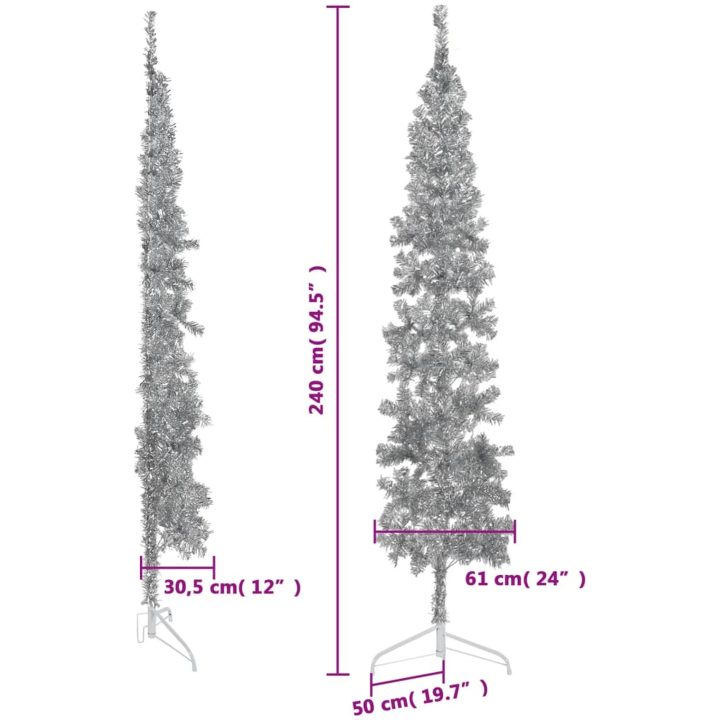 Smal halv plastgran med stativ silver 240 cm vidaXL 240 x 61 cm – bild 9