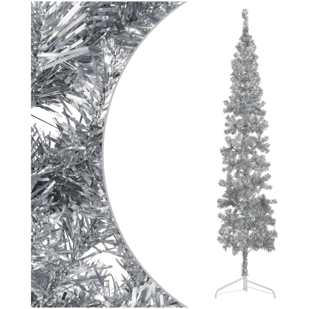Smal halv plastgran med stativ silver 240 cm vidaXL 240 x 61 cm