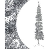 Smal halv plastgran med stativ silver 240 cm vidaXL