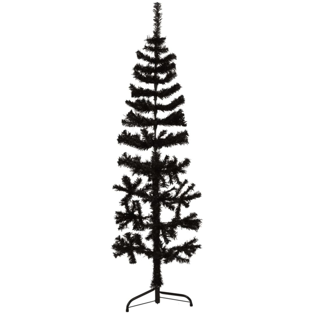 Smal halv plastgran med stativ svart 120 cm vidaXL 120 x 40 cm – bild 3
