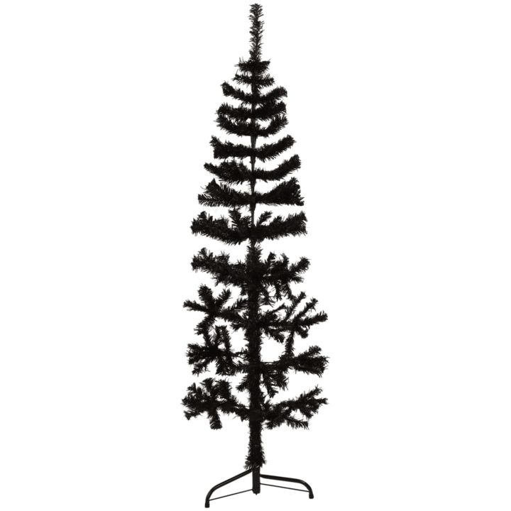 Smal halv plastgran med stativ svart 120 cm vidaXL 120 x 40 cm – bild 3