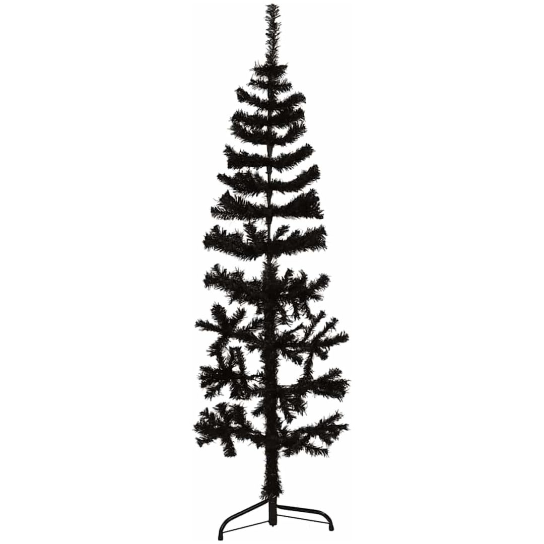 Smal halv plastgran med stativ svart 150 cm vidaXL 150 x 45 cm